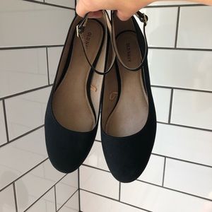 navy flats with ankle strap